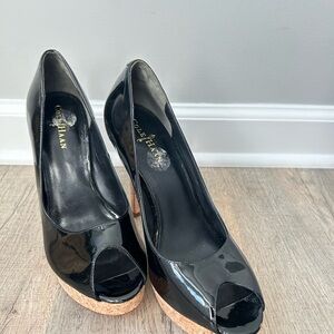Cole Haan Nikeair Black Peep Toe Women's Shoes 9.5